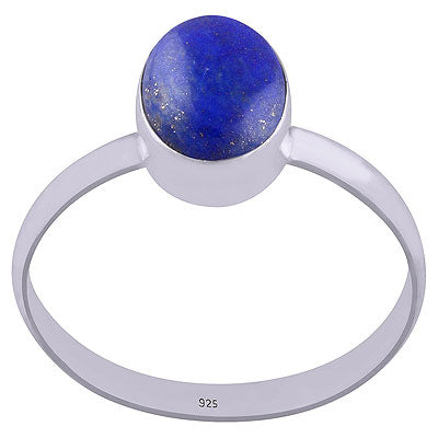 Alluring Gemstone Lapis Oval Shape 925 Sterling Solid Silver Ring - R3400832-36