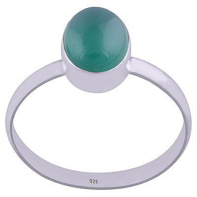 Alluring Gemstone Green Onyx Oval Shape 925 Sterling Solid Silver Ring - R3400832-38