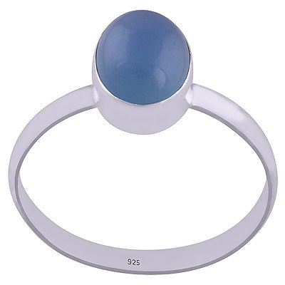 Alluring Gemstone Blue Chalcedony Oval Shape 925 Sterling Solid Silver Ring - R3400832-39