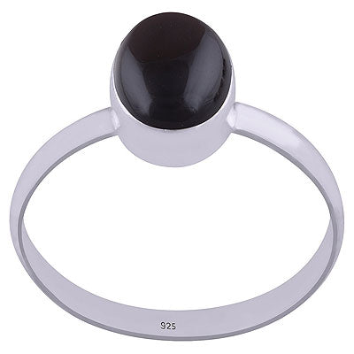 Alluring Gemstone Black Onyx Oval Shape 925 Sterling Solid Silver Ring - R3400832-44