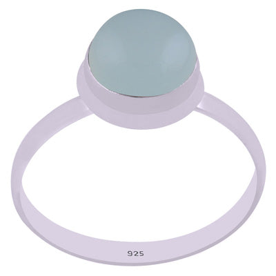 Stunning Plain Aqua Chalcedony Round Shape 925 Sterling Solid Silver Ring - R3400833-184