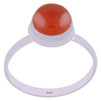 Stunning Plain Carnelian Round Shape 925 Sterling Solid Silver Ring - R3400833-185