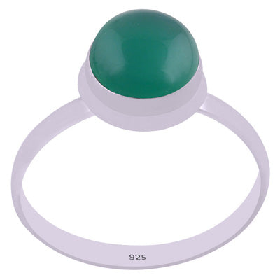 Stunning Plain Green Onyx Round Shape 925 Sterling Solid Silver Ring - R3400833-186