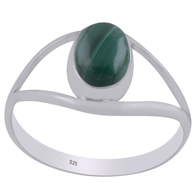 Gorgeous Split Shank Around Malachite Oval Shape 925 Sterling Solid Silver Ring - R3400890-12