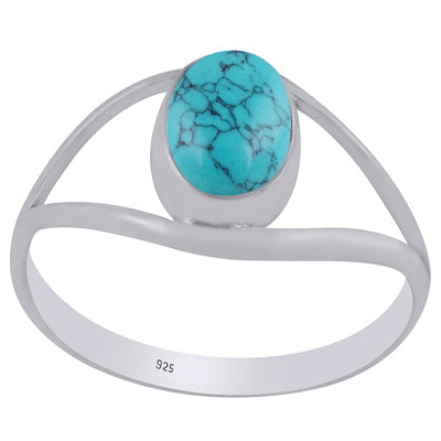 Gorgeous Split Shank Around Turquoise Oval Shape 925 Sterling Solid Silver Ring - R3400890-3