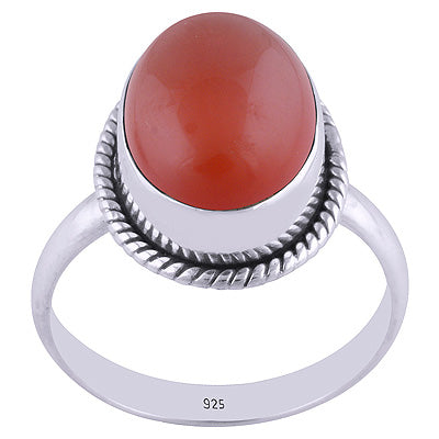 Classic Wire Around Carnelian Oval Shape 925 Sterling Solid Silver Ring - R3400938-97