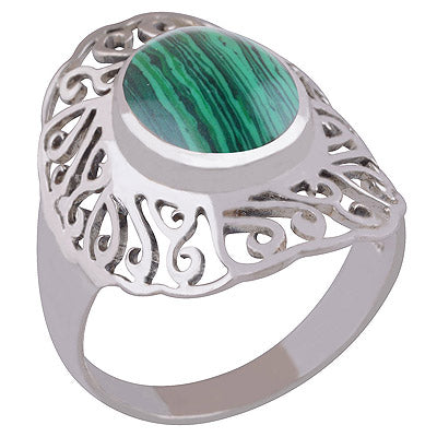 Malachite 925 Sterling Silver Ring - R3401003-73