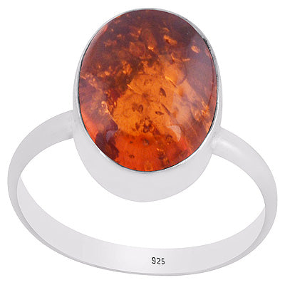 Gorgeous Plain Amber Oval Shape 925 Sterling Solid Silver Rings - R3401083-5