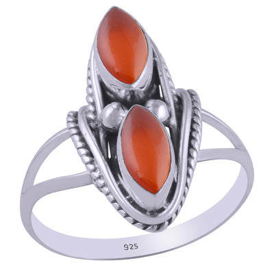 Gorgeous Handwork Around Carnelian Marquise Shape 925 Sterling Solid Silver Ring - R3401194-56