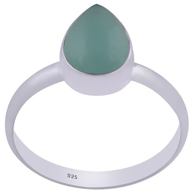 Alluring Gemstone Aqua Chalcedony Pear Shape 925 Sterling Solid Silver Ring - R3401223-142