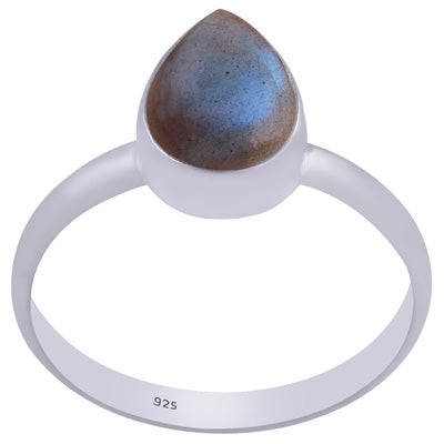 Alluring Gemstone Labradorite Pear Shape 925 Sterling Solid Silver Ring - R3401223-43