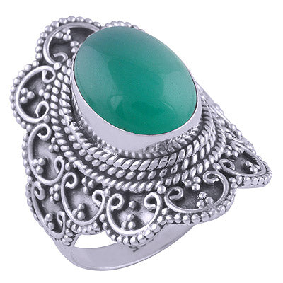 Green Onyx 925 Sterling Silver Ring - R3401235-96