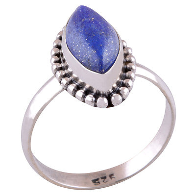 Beautiful Rawa Work Around Lapis Marquise Shape 925 Sterling Solid Silver Ring - R3401290-33