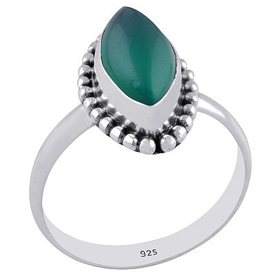 Beautiful Rawa Work Around Green Onyx Marquise Shape 925 Sterling Solid Silver Ring - R3401290-42