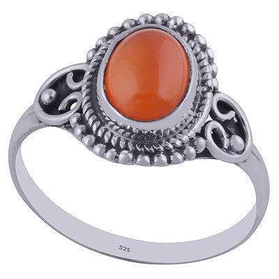 Beautiful Wire & Rawa Work Around Carnelian Oval Shape 925 Sterling Solid Silver Ring - R3401293-129