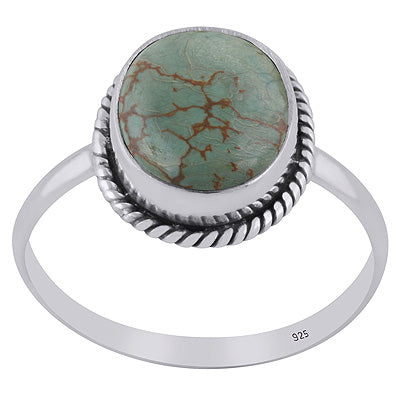 Authentic Wire Work Around Natural Turquoise Oval Shape 925 Sterling Solid Silver Rings - R3401343-3