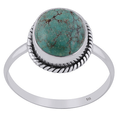 Authentic Wire Work Around Natural Turquoise Oval Shape 925 Sterling Solid Silver Rings - R3401343-7