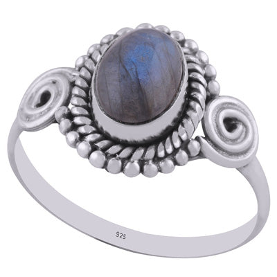 Beautiful Handcrafted Work Around Labradorite Oval Shape 925 Sterling Solid Silver Ring - R3401350-45