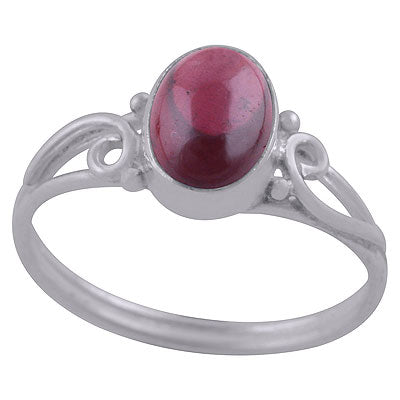 Stunning Twisted Wire Rawa Work Around Garnet Oval Shape 925 Sterling Solid Silver Ring - R3401354-52