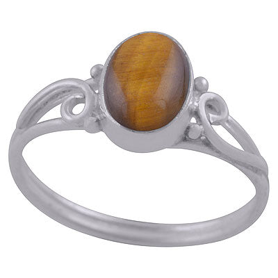 Stunning Twisted Wire Rawa Work Around Tiger's Eye Oval Shape 925 Sterling Solid Silver Ring - R3401354-61