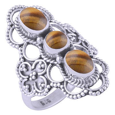 Tiger's Eye 925 Sterling Silver Ring - R3401359-42