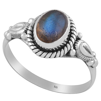 Gorgeous Hand Work Around Labradorite Oval Shape 925 Sterling Solid Silver Ring - R3401373-54