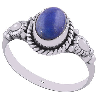 orgeous Hand Work Around Lapis Oval Shape 925 Sterling Solid Silver Ring - R3401373-76