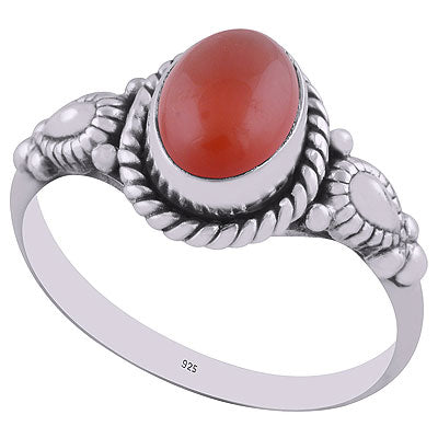 orgeous Hand Work Around Carnelian Oval Shape 925 Sterling Solid Silver Ring - R3401373-77