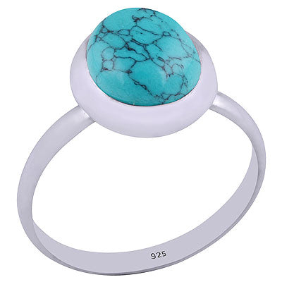 Beautiful Gemstone Turquoise Oval Shape 925 Sterling Solid Silver Ring - R3401376-35