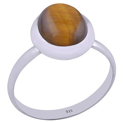 Beautiful Gemstone Tiger's Eye Oval Shape 925 Sterling Solid Silver Ring - R3401376-47