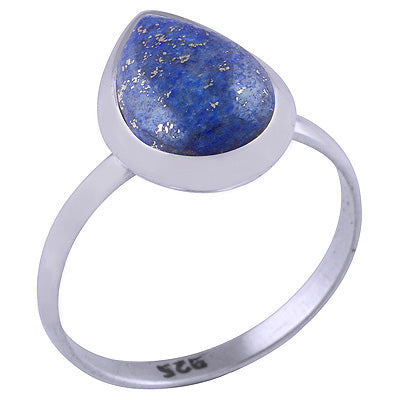Beautiful Pop Out Gemstone Lapis Pear Shape 925 Sterling Solid Silver Ring - R3401378-28