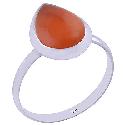 Beautiful Pop Out Gemstone Carnelian Pear Shape 925 Sterling Solid Silver Ring - R3401378-43