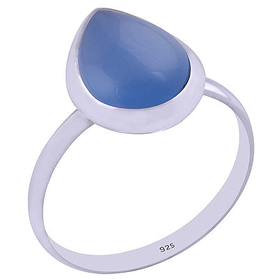 Beautiful Pop Out Gemstone Blue Chalcedony Pear Shape 925 Sterling Solid Silver Ring - R3401378-45