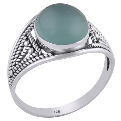 Gorgeous Handwork b/w Split Shank Aqua Chalcedony Oval Shape 925 Sterling Solid Silver Ring - R3401427-111