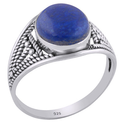 Gorgeous Handwork b/w Split Shank Lapis Oval Shape 925 Sterling Solid Silver Ring - R3401427-21