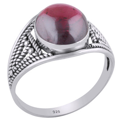 Gorgeous Handwork b/w Split Shank Garnet Oval Shape 925 Sterling Solid Silver Ring - R3401427-3