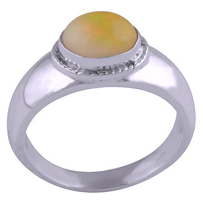 Gorgeous Gemstone Ethiopian Opal Oval Shape 925 Sterling Solid Silver Ring - R3401436-25