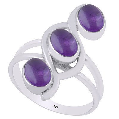 Gorgeous Multiple Gemstone Amethyst Oval Shape 925 Sterling Solid Silver Ring - R3401441-11