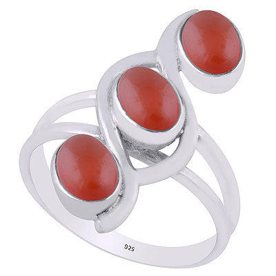 Gorgeous Multiple Gemstone Carnelian Oval Shape 925 Sterling Solid Silver Ring - R3401441-17