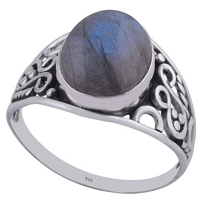 Gorgeous Wire & Rawa Work Around Labradorite Oval Shape 925 Sterling Solid Silver Ring - R3401446-125