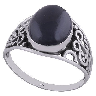 Gorgeous Wire & Rawa Work Around Black Onyx Oval Shape 925 Sterling Solid Silver Ring - R3401446-128
