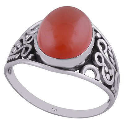 Gorgeous Wire & Rawa Work Around Carnelian Oval Shape 925 Sterling Solid Silver Ring - R3401446-130