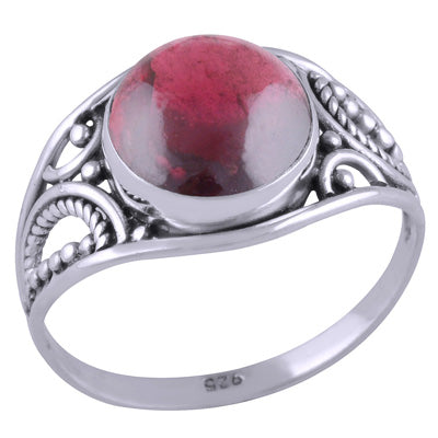 Beautiful Handwork Split Shank Garnet Round Shape 925 Sterling Solid Silver Ring - R3401447-3