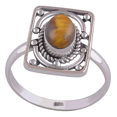 Tiger's Eye 925 Sterling Silver Ring - R3401449-22