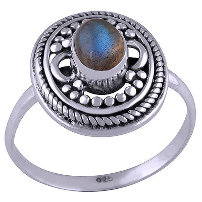 Stunning Wire & Rawa Work Around Labradorite Oval Shape 925 Sterling Solid Silver Ring - R3401453-17