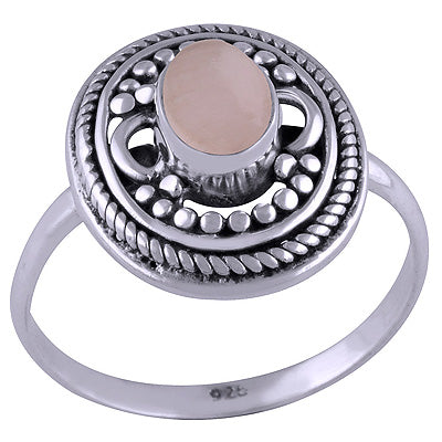 Stunning Wire & Rawa Work Around Rose Quartz Oval Shape 925 Sterling Solid Silver Ring - R3401453-54