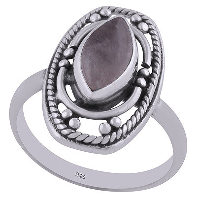 Alluring Rawa & Wire Work Around Rose Quartz Marquise Shape 925 Sterling Solid Silver Ring - R3401454-145