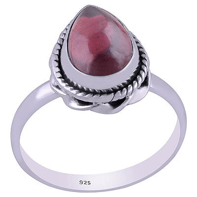 Stylish Handwork Around Garnet Pear Shape 925 Sterling Solid Silver Ring - R3401474-5