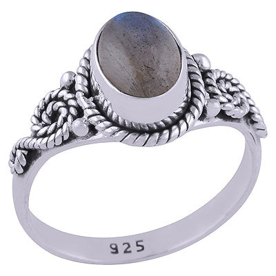 Gorgeous Twisted Wire Work Around Labradorite Oval Shape 925 Sterling Solid Silver Ring - R3401475-18