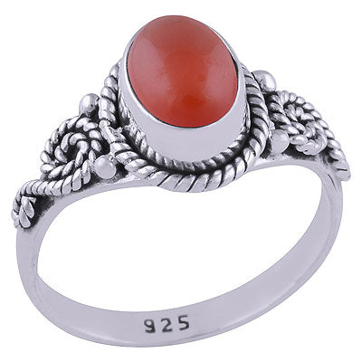 Gorgeous Twisted Wire Work Around Carnelian Oval Shape 925 Sterling Solid Silver Ring - R3401475-28